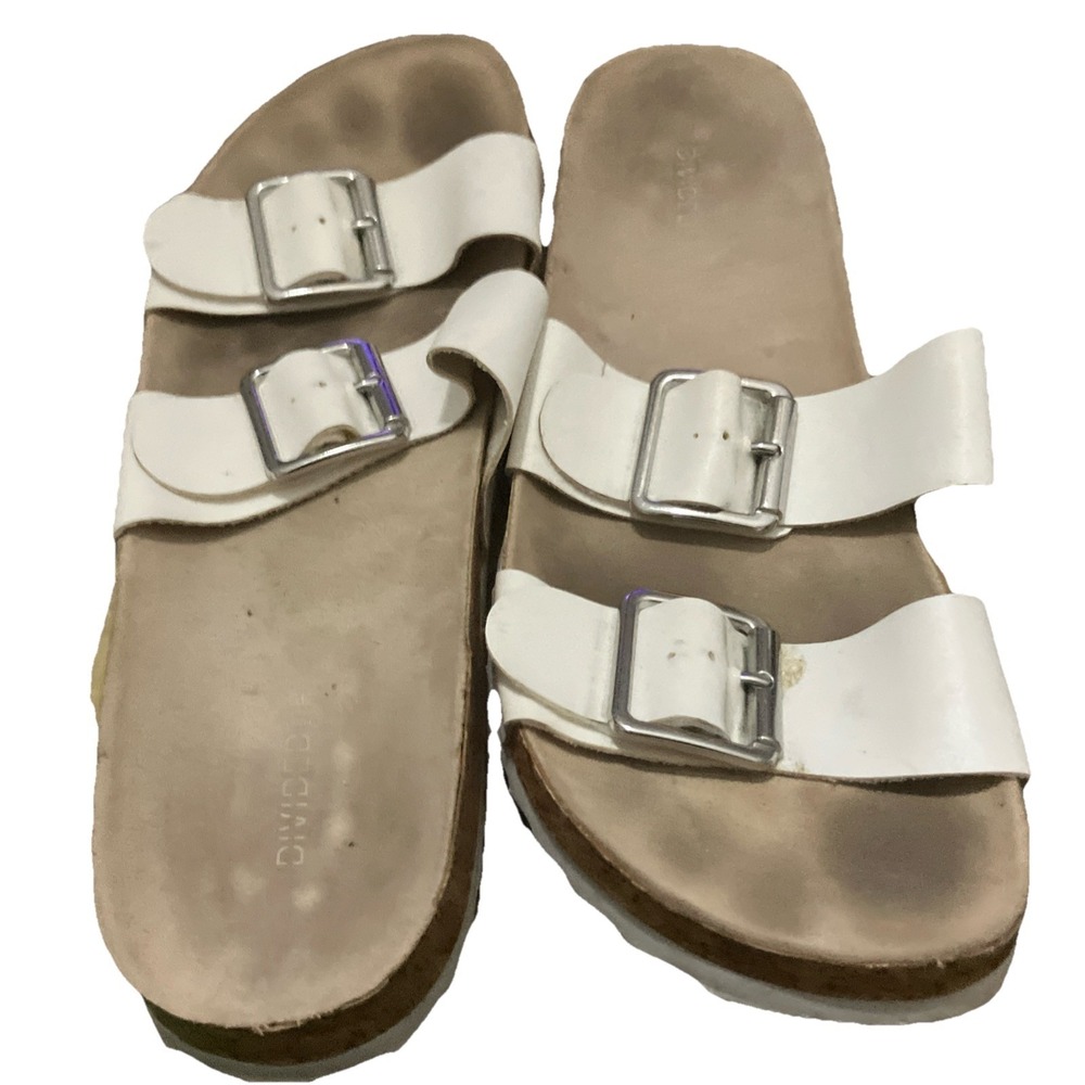 Divided By H&M Womens Slides Double Strap Buckle Cork Sandals White Size 8 - Picture 3 of 7